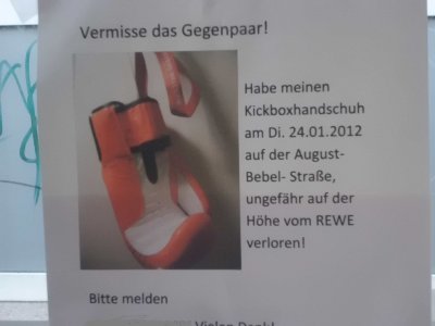 Kickboxhandschuh verloren