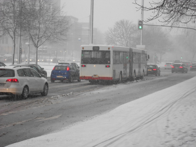 Adenauerplatz im Schneetreiben